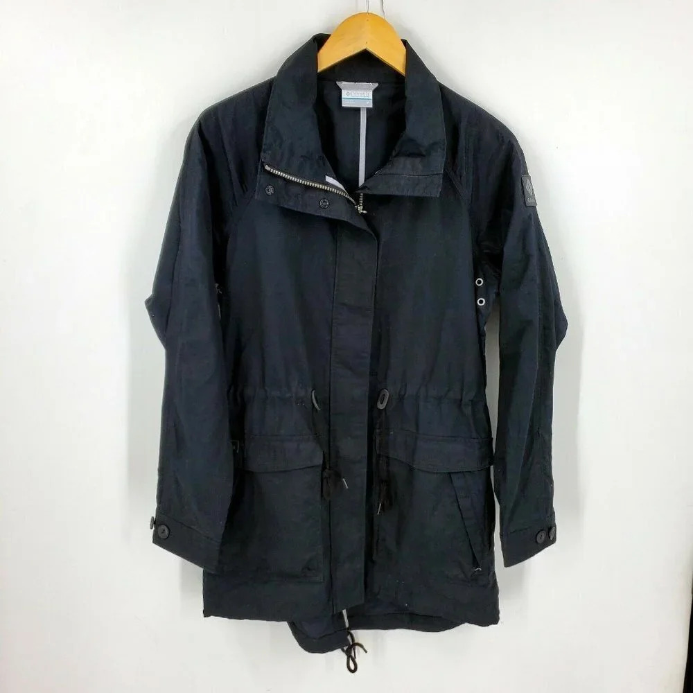 Columbia Women's Prescott Park Draw Cord‎ Waist Long Jacket in Black Size Medium